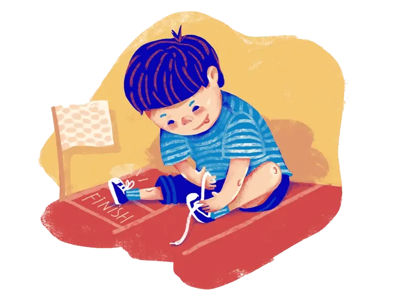 cureable website graphic design of a kid playing during plan implementation